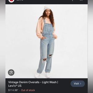 Levi distressed vintage overall- light wash. NWOT